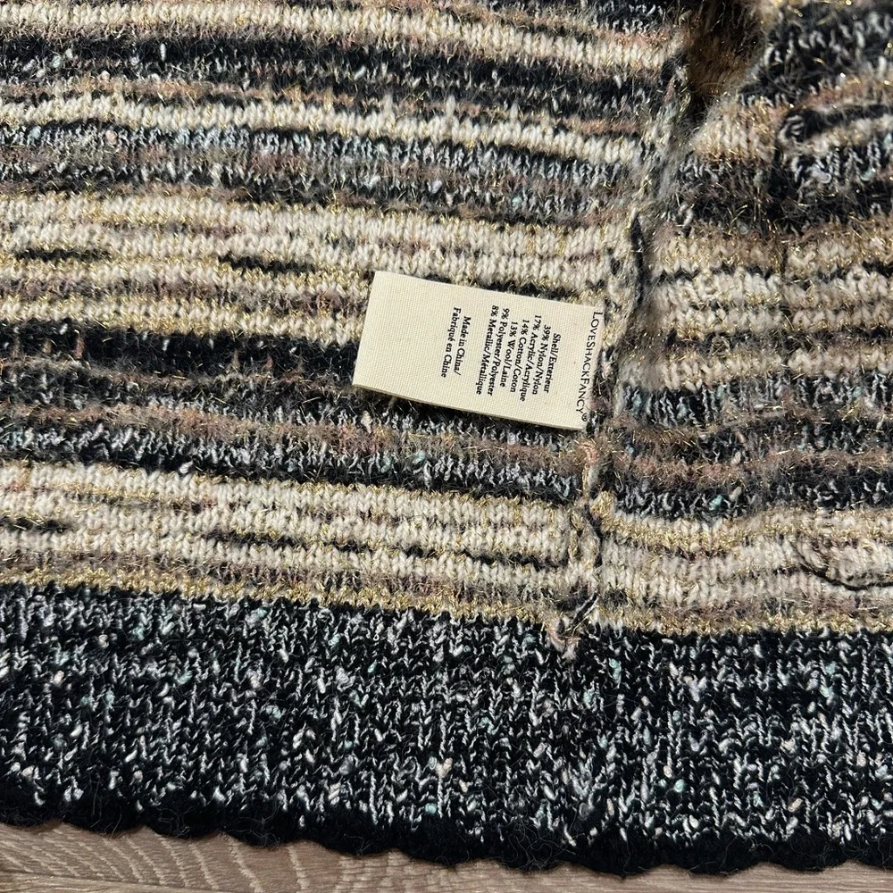 Loveshackfancy Chantria Tweed Boucle cropped cardigan with Black and gold - Picture 9 of 10